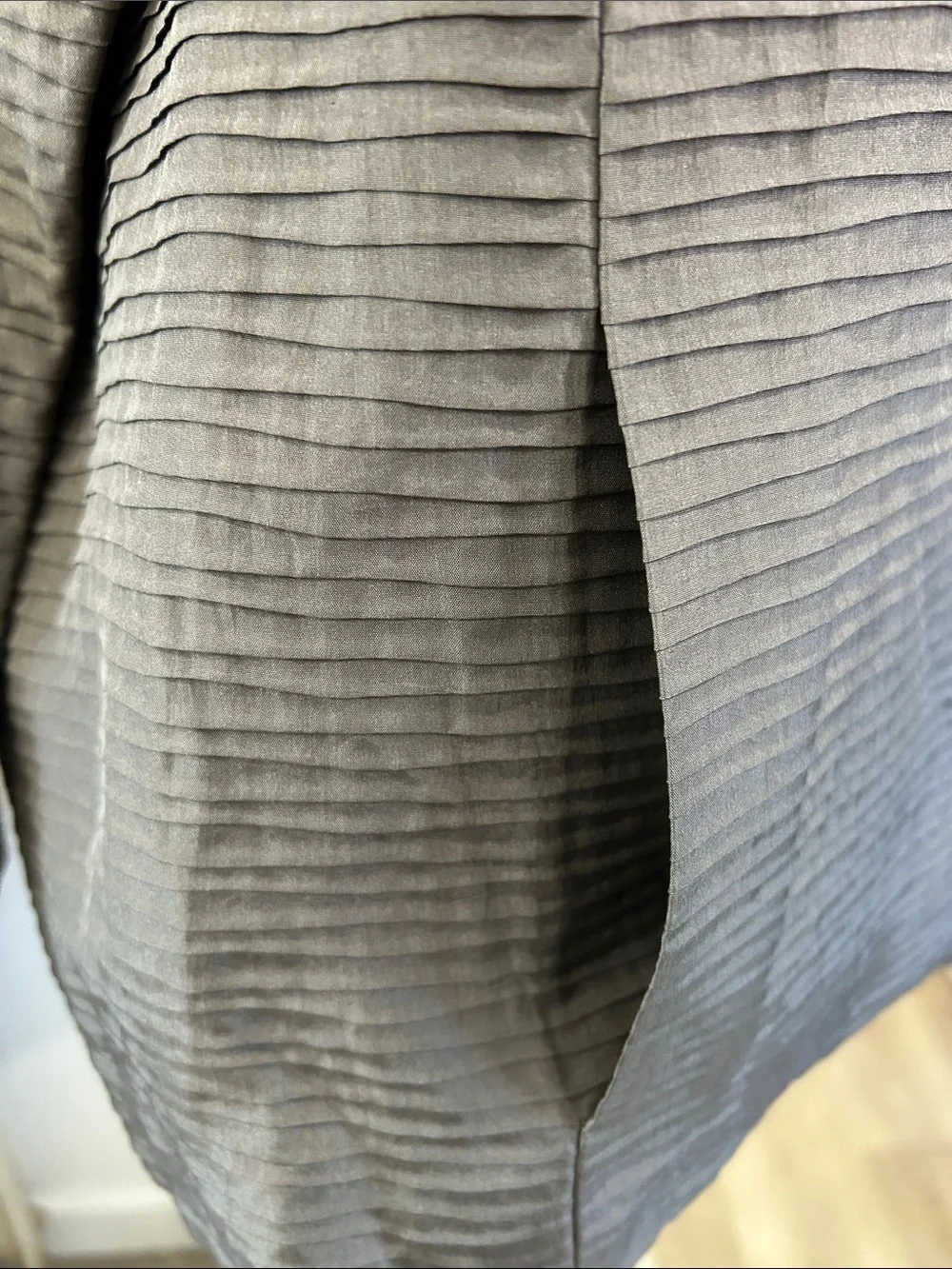 Eileen Fisher pleated silk open front silk jacket gray size 1X